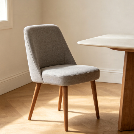 Modern Upholstered Dining Chair With Wooden Legs