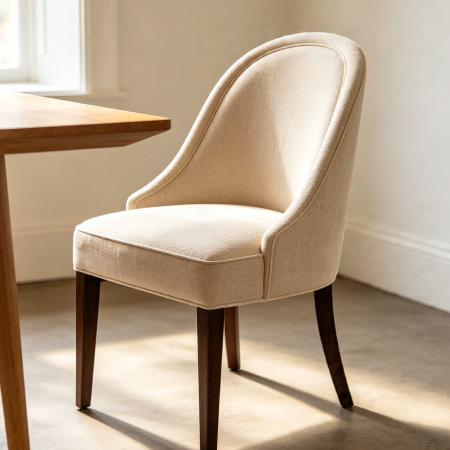 Classic Fabric Dining Chair With Curved Backrest